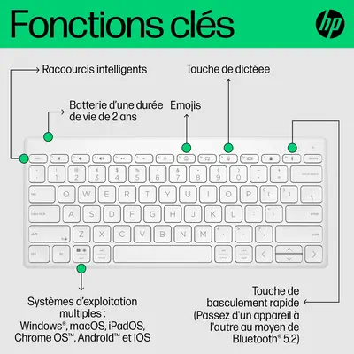 350 WHT Compact Multi-Devic - Tastatur - Bluetooth 5 - HP - Clavier - visuel 8