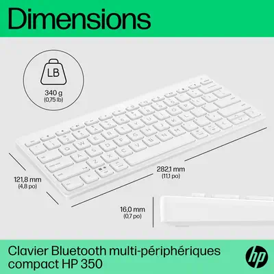 350 WHT Compact Multi-Devic - Tastatur - Bluetooth 5 - HP - Clavier - visuel 7