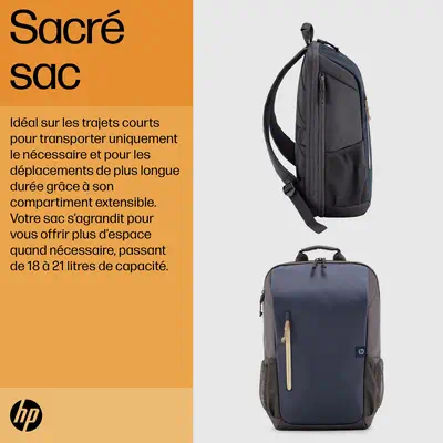 Sac à dos pour ordinateur portable HP Travel 18 litres 15,6 pouces, gris fer - Sacoche & Housse - visuel 8