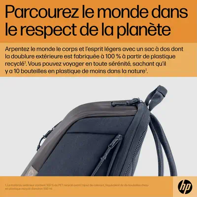 Sac à dos pour ordinateur portable 15,6 pouces HP Travel 18 litres (bleu nuit) - Sacoche & Housse - visuel 8
