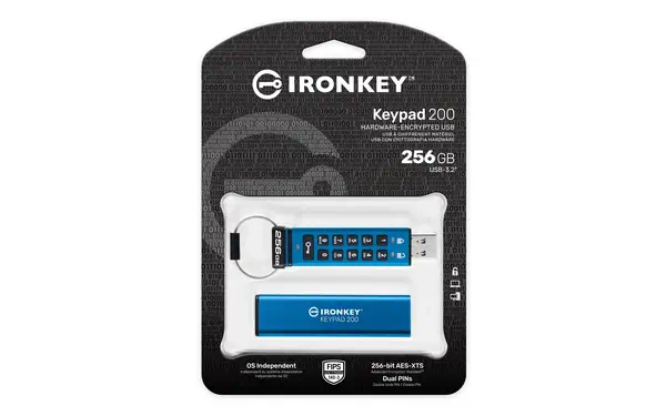 IronKey Keypad 200 de 256 Go, FIPS 140-3 niveau 3 (en attente), chiffrement AES-256 - Kingston - Adaptateur stockage - visuel 1