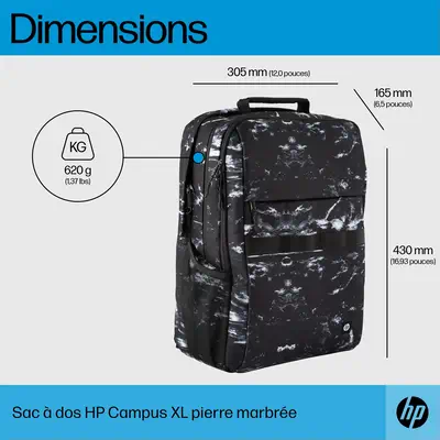 Sac à dos HP Campus XL imprimé marbre - Sacoche & Housse - visuel 8