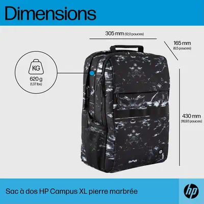 Sac à dos HP Campus XL imprimé marbre - Sacoche & Housse - visuel 9