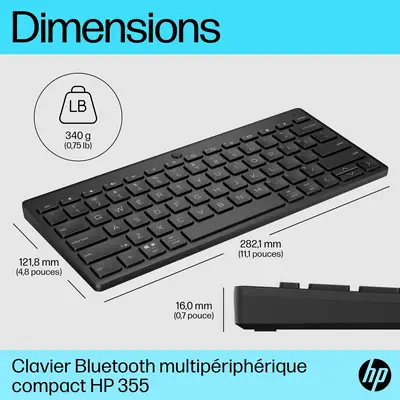 Clavier Bluetooth multi-appareil compact HP 355 HP - visuel 1 - hello RSE - Plusieurs systèmes d'exploitation, un seul clavier