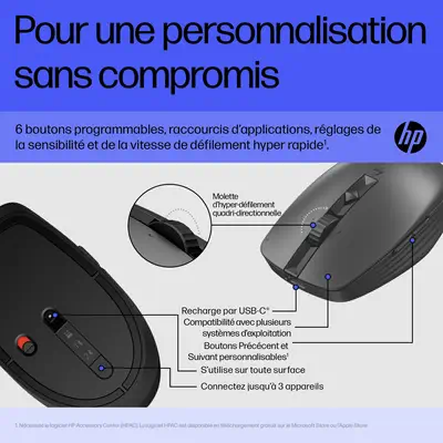 Souris multi-périphériques rechargeable HP 715 - visuel 6